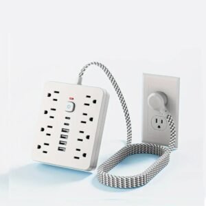 Surge Protector Power Strip With 8 AC Outlets, 4 USB & 2 Type-C Fast Charge Ports -Premium 5FT Braided Cable