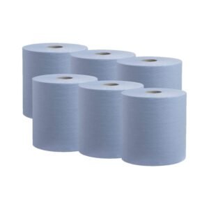 Blue Centrefeed Paper Tissue Rolls - Embossed Pattern Hand Towel , 2-Ply (Pack of 6)