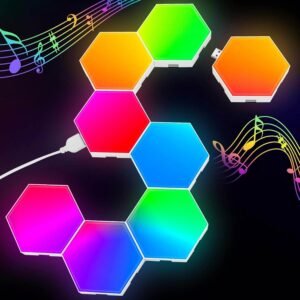 Kimimara Hexagon Lights Gaming - 8 Pack RGB Led Hex Light Panels Hexagon Smart Wall Lights Sync to Music (F)