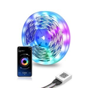 Mexllex LED Strip Lights 30M (2X15M) Music Sync Color Changing RGB Strip 24-Key (APP+Remote+Mic)