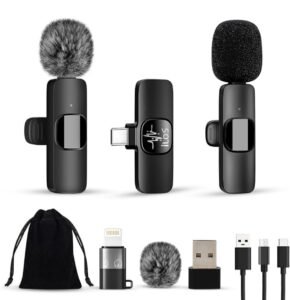 ILOS Wireless Lavalier Microphone for iPhone & Android Clip-On Mic, Noise Reduction, 65ft Range, 8H Battery, Bluetooth, Plug & Play - Ideal for Vlogging, YouTube, Podcasts, Interviews