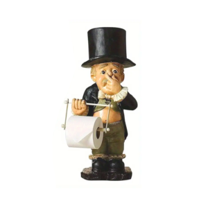 Charming Toilet Butler Figurine - Resin Bathroom Tissue Holder, Self-Adhesive Wall Mount, Cute Home Decor Accessory, Christmas/Halloween Gift Decoration