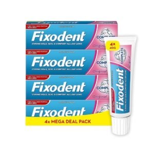 Fixodent Complete Denture Adhesives Cream, 4x40g, Saving Pack, 10X Stronger Hold, Original, Mint