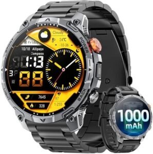 Military Smart Watches for Men,1.75″ Smartwatch with 100-Day Ultra-Long Battery/Flashlight,Fitness Watch for Heart Rate/Sleep/SpO2 /Calling/110+ Sports Mode Smart Watch for Android IOS 1000 mAh