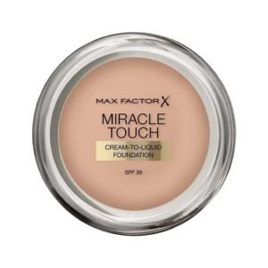 Max Factor Miracle Touch Foundation, New and Improved Formula, SPF 30 and Hyaluronic Acid, 45 Warm Almond, 1 Count (Pack of 1)
