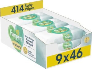 Pampers Harmonie New Baby Wipes 9 Packs of 46 Wipes = 414 Baby Wet Wipes, Help Restore Natural Skin pH
