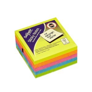 Snopake 76 x 76 mm Neon Assorted Sticky Notes [Cube of 450 Sheets] 11702, Neon/Assorted Colours
